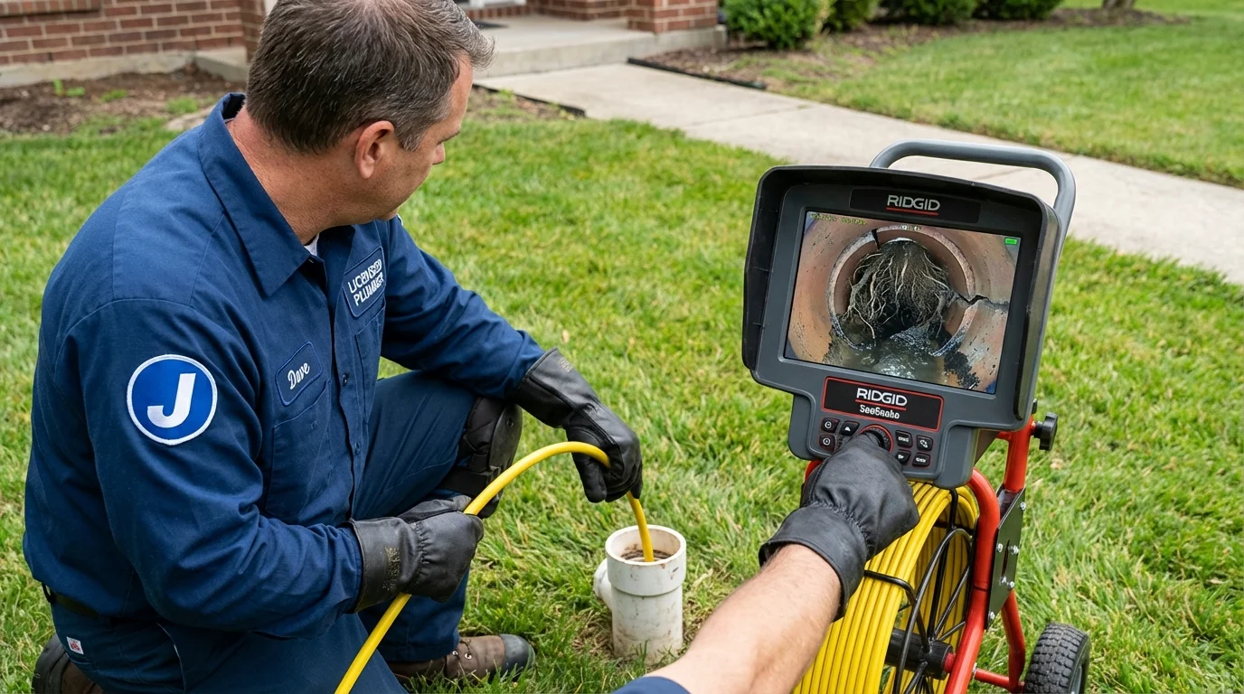 Sewer camera inspection being performed by Johns Plumbing LLC in Brodheadsville